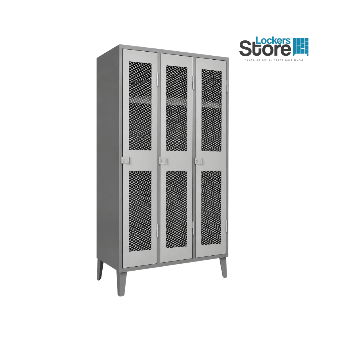 Locker Metálico 03 Puertas - 3 Cuerpos Simples Malla