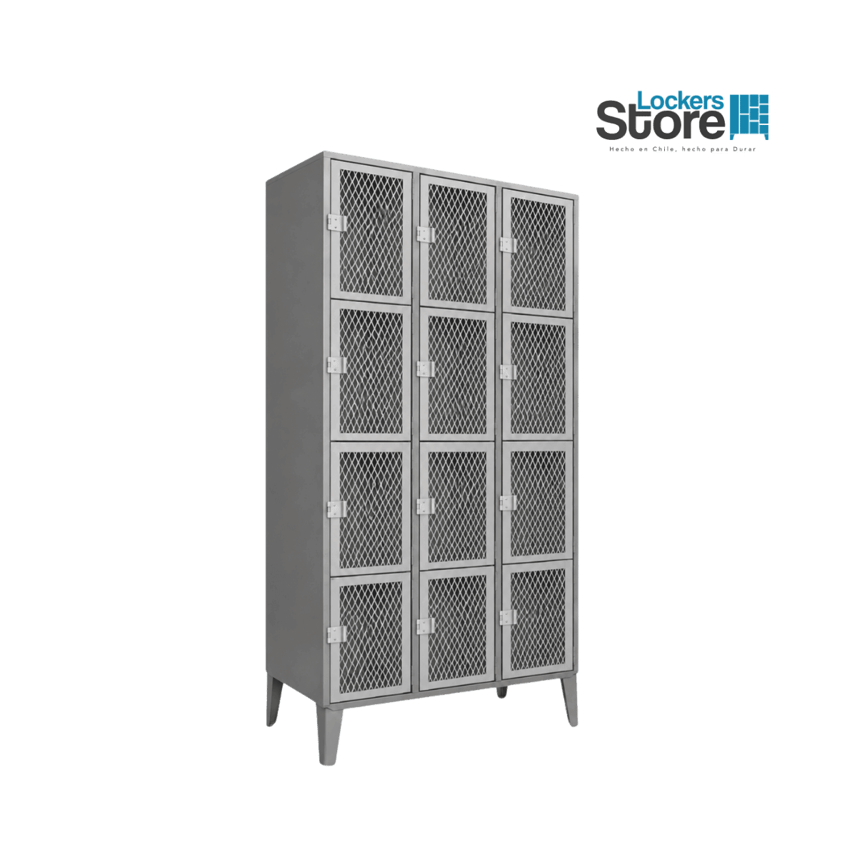 Locker Metálico 12 Puertas – 3 Cuerpos Cuadruples Malla