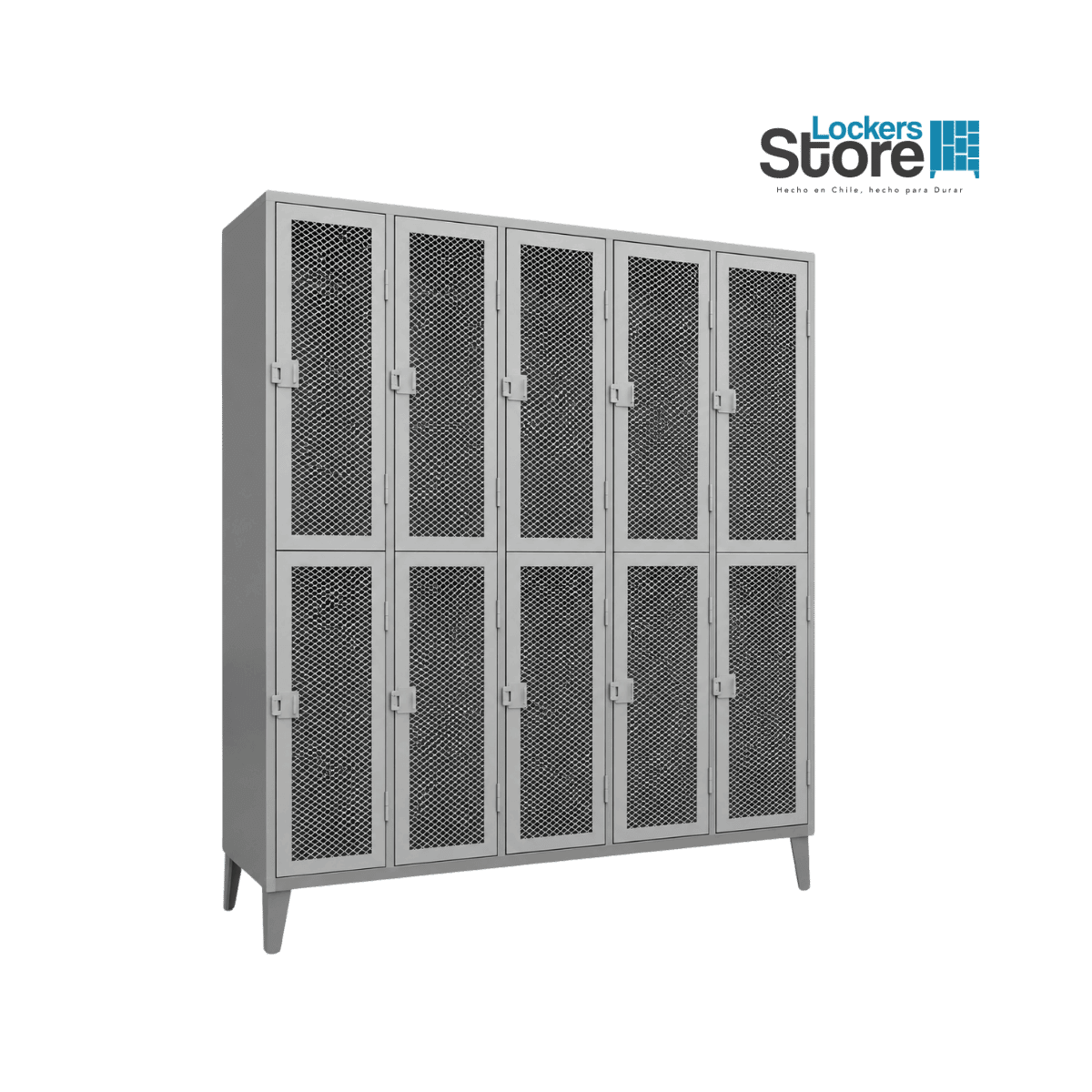 Locker Metálico 10 Puertas – 5 Cuerpos Dobles Malla